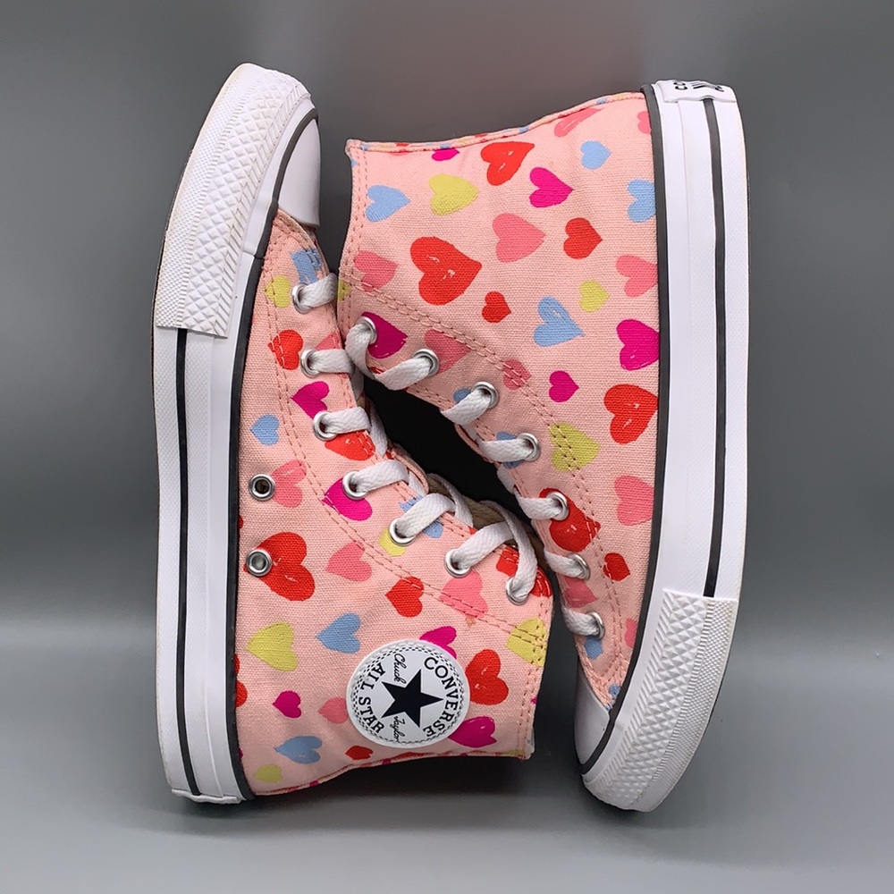 Converse Kids Sneakers - Pink with Multicolor Hearts - Picture 7 of 14